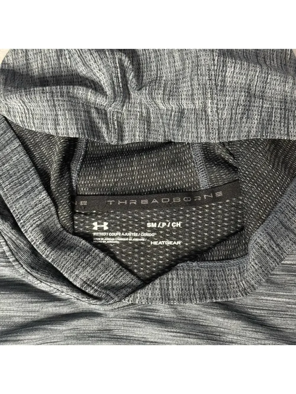 Under Armour Threadborne‎ HeatGear Hoodie Mens Small Blue Fitted Long Sleeve Top